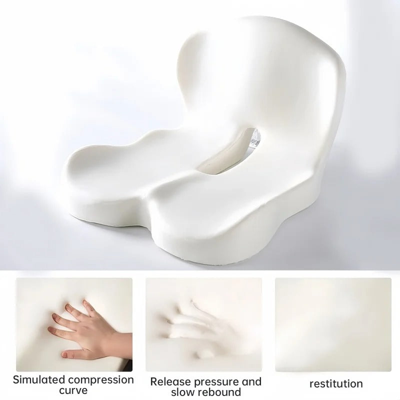 Memory foam One-piece Seat Cushion Backrest Office Chair Cushion Massage Lumbar Support Pain Relief Breathable Car Butt Pad