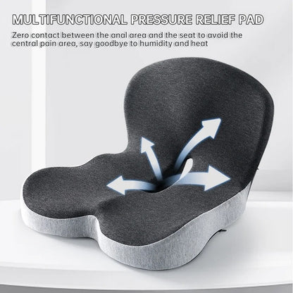 Memory foam One-piece Seat Cushion Backrest Office Chair Cushion Massage Lumbar Support Pain Relief Breathable Car Butt Pad