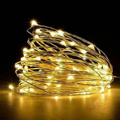 Battery-Powered LED Copper Wire Fairy Lights – 1/2/3/5/10M for Bedroom, Garden, Party & Wedding Decoration