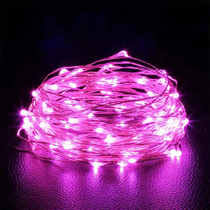 Battery-Powered LED Copper Wire Fairy Lights – 1/2/3/5/10M for Bedroom, Garden, Party & Wedding Decoration