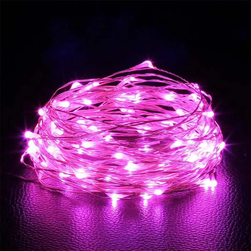 Battery-Powered LED Copper Wire Fairy Lights – 1/2/3/5/10M for Bedroom, Garden, Party & Wedding Decoration