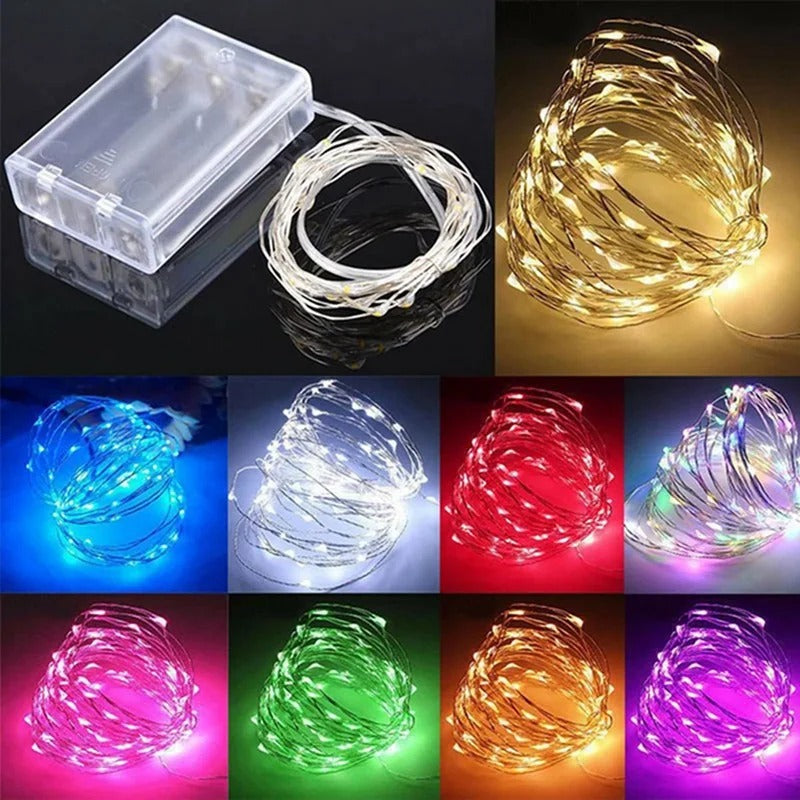 Battery-Powered LED Copper Wire Fairy Lights – 1/2/3/5/10M for Bedroom, Garden, Party & Wedding Decoration