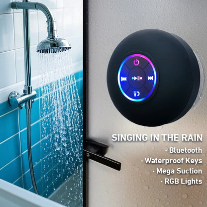 Waterproof Bluetooth Bathroom Speaker with Suction Cup & RGB Lights