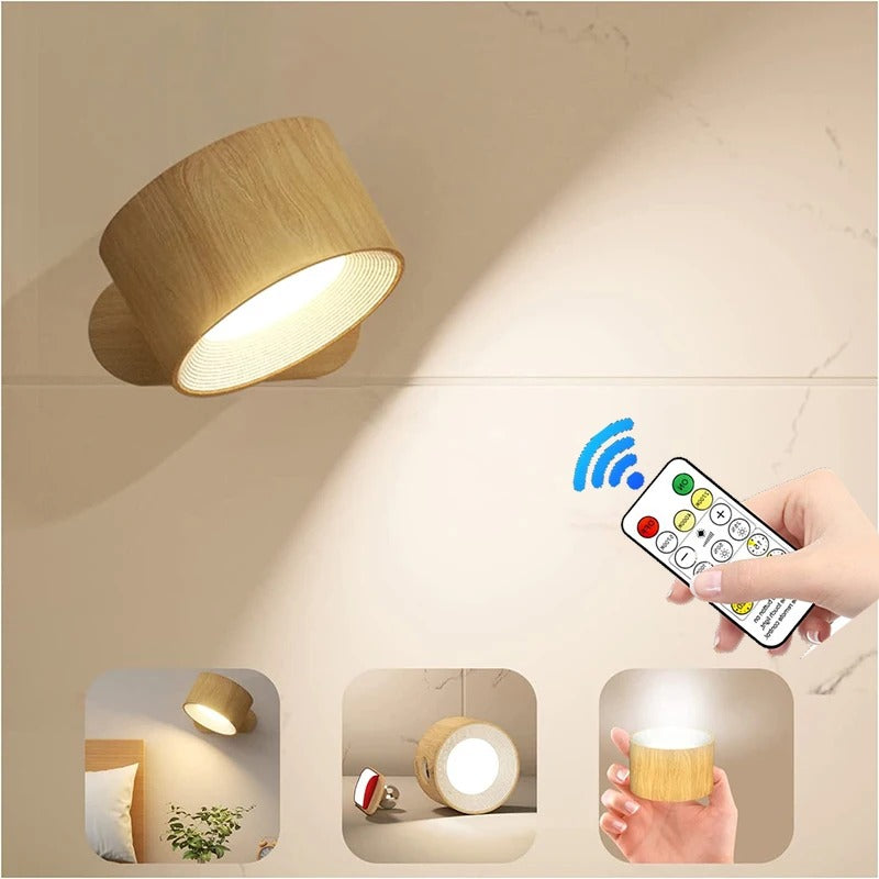 USB Rechargeable LED Wall Sconce Light – Touch & Remote Control, Magnetic Mount Bedroom Reading Lamp