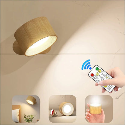 USB Rechargeable LED Wall Sconce Light – Touch & Remote Control, Magnetic Mount Bedroom Reading Lamp