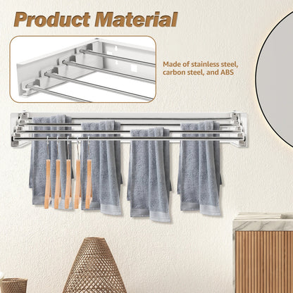 Compact Wall-Mounted Drying Rack for Clothes & Towels
