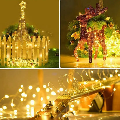 Battery-Powered LED Copper Wire Fairy Lights – 1/2/3/5/10M for Bedroom, Garden, Party & Wedding Decoration