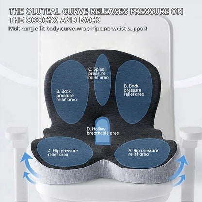 Memory foam One-piece Seat Cushion Backrest Office Chair Cushion Massage Lumbar Support Pain Relief Breathable Car Butt Pad