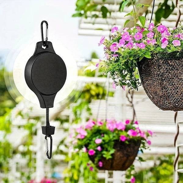 Retractable Plant Hook Pulley – Adjustable Hanging Flower Basket Hanger for Garden Pots, Baskets, and Bird Feeders