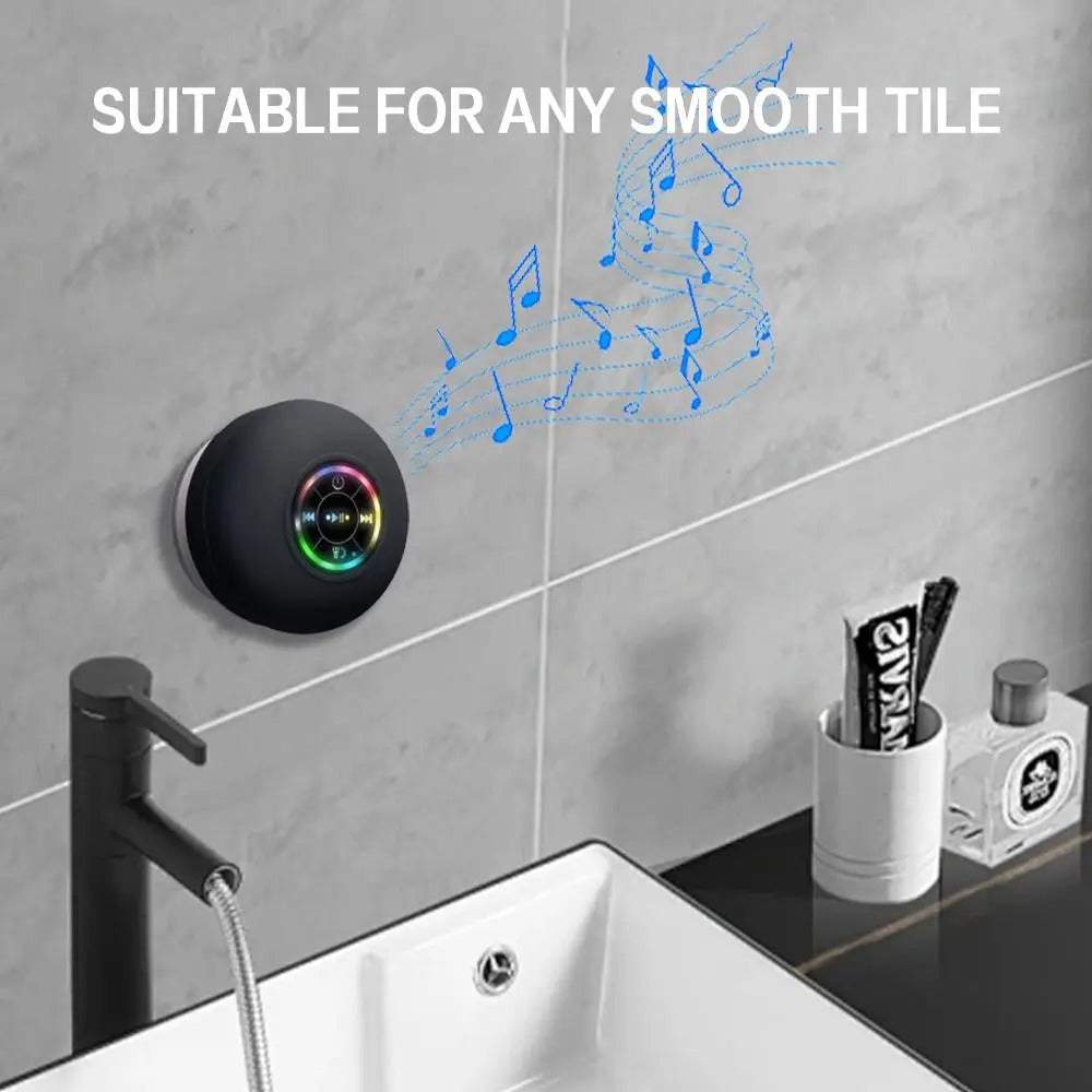 Waterproof Bluetooth Bathroom Speaker with Suction Cup & RGB Lights