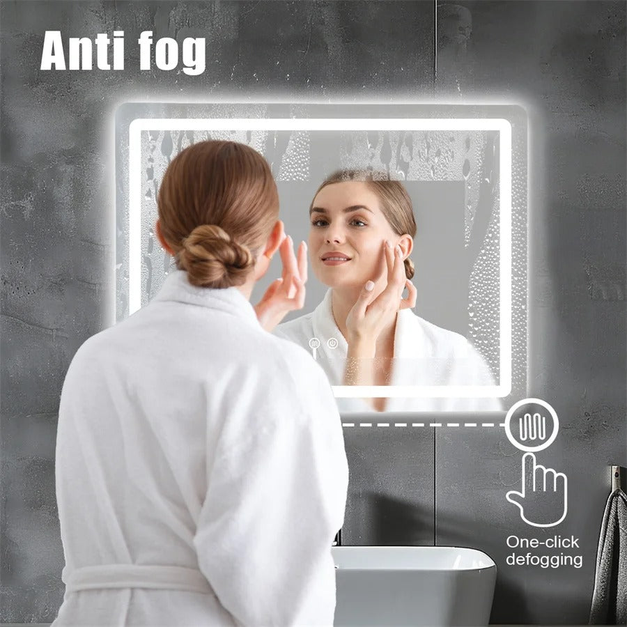 Bathroom Mirror with LED Lights Wall Mounted Mirror IP54 Waterproof Touch Switch Smart LED Mirror
