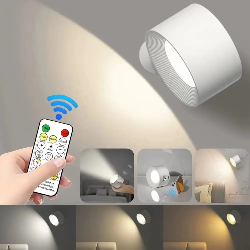 USB Rechargeable LED Wall Sconce Light – Touch & Remote Control, Magnetic Mount Bedroom Reading Lamp