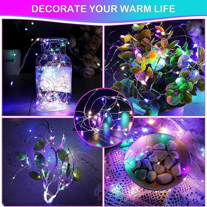 Battery-Powered LED Copper Wire Fairy Lights – 1/2/3/5/10M for Bedroom, Garden, Party & Wedding Decoration