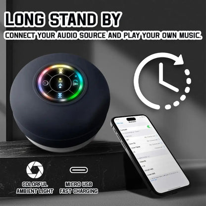 Waterproof Bluetooth Bathroom Speaker with Suction Cup & RGB Lights