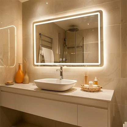 Bathroom Mirror with LED Lights Wall Mounted Mirror IP54 Waterproof Touch Switch Smart LED Mirror