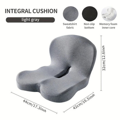 Memory foam One-piece Seat Cushion Backrest Office Chair Cushion Massage Lumbar Support Pain Relief Breathable Car Butt Pad