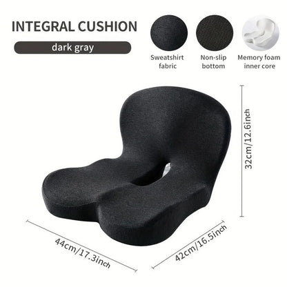 Memory foam One-piece Seat Cushion Backrest Office Chair Cushion Massage Lumbar Support Pain Relief Breathable Car Butt Pad